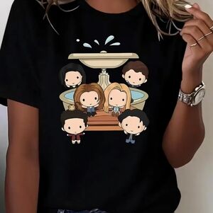 Friends Water Fountain Cartoon Character ⛲ Comfy Casual Tee (Small)